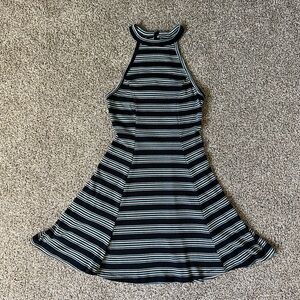 Hollister Navy and White Striped Knit Mini Dress